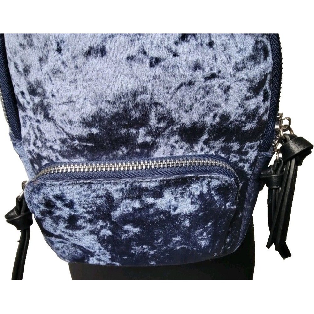 Crushed Velvet Mini Backpack Blue Y2K Whimsigoth Goth Retro 90s Indie Boho VTG - Picture 3 of 4